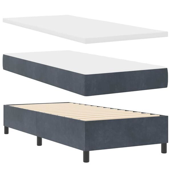 vidaXL Cama tipo Box Spring Gris oscuro 90 x 190 cm Terciopelo