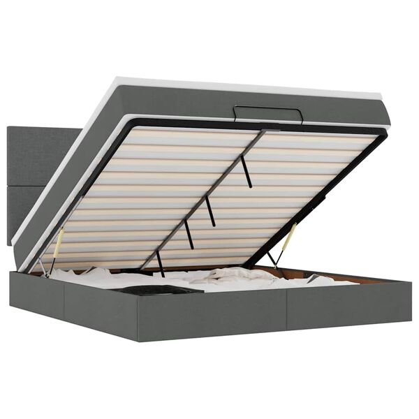 vidaXL Estructura cama otomana colch&oacute;n tela gris oscuro 180x200cm