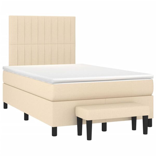 vidaXL Cama box spring con colch&oacute;n tela color crema 120x190 cm