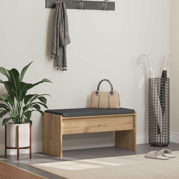 vidaXL Banco de entrada con coj&iacute;n Roble artesanal 83 x 38 x 40 cm