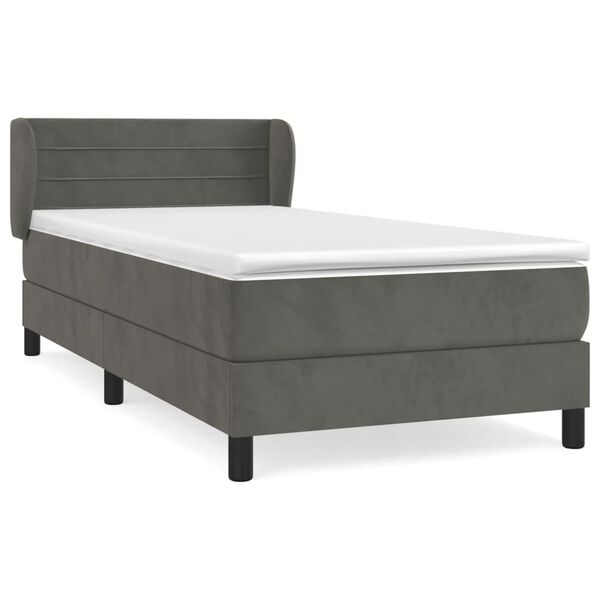 vidaXL Cama box spring con colch&oacute;n terciopelo gris oscuro 100x200 cm