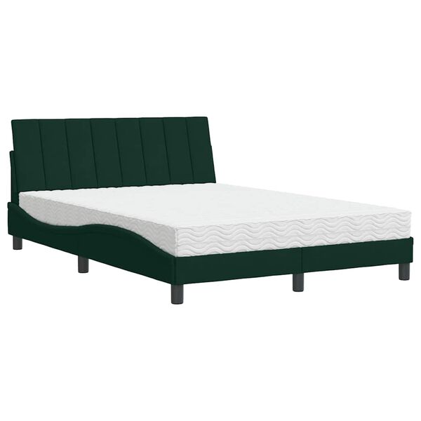 vidaXL Cama con colch&oacute;n Hanko terciopelo verde oscuro 140x190 cm