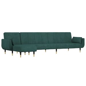 vidaXL Sof&aacute; cama en forma de L terciopelo verde oscuro 275x140x70 cm