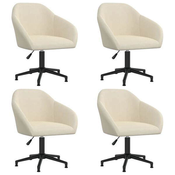 vidaXL Sillas de comedor giratorias 4 unidades terciopelo crema