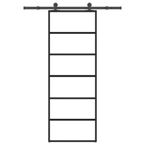 vidaXL Puerta corredera con set herrajes vidrio ESG aluminio 76x205 cm
