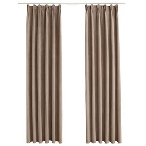vidaXL Cortinas opacas con ganchos 2 piezas gris topo 140x225 cm