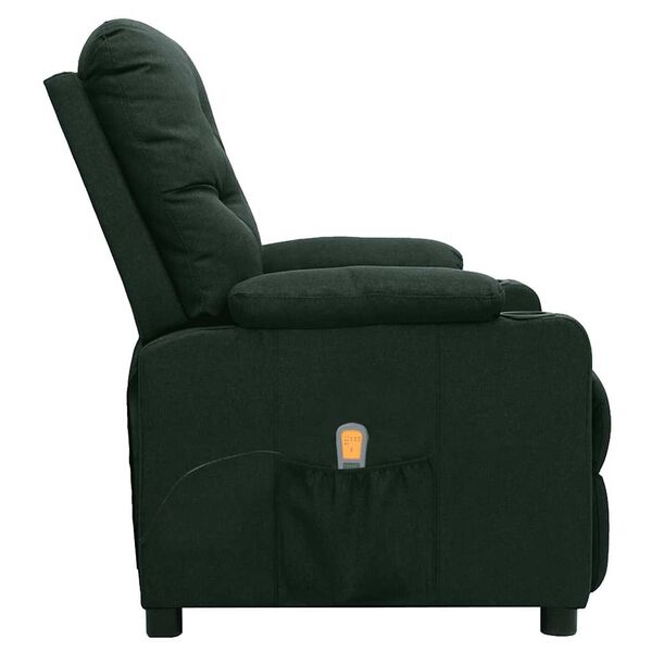 vidaXL Sill&oacute;n de masaje de tela verde oscuro