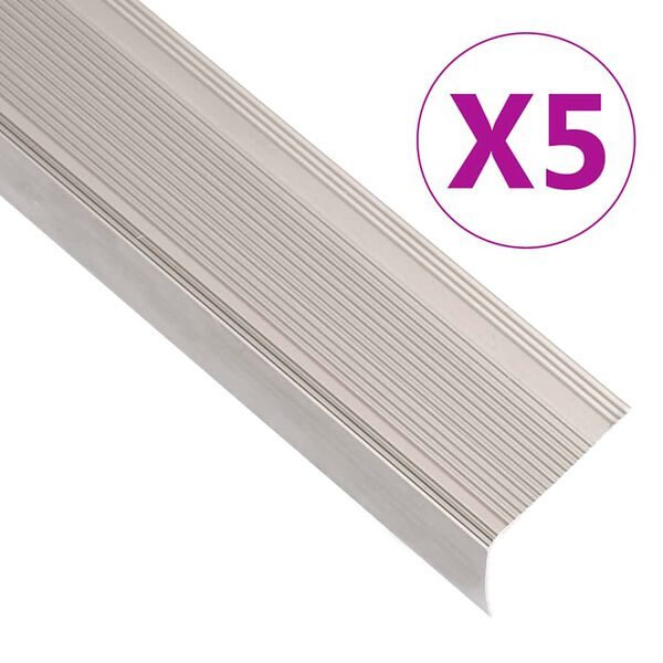 vidaXL Perfiles de pelda&ntilde;os forma de L 5 uds aluminio champ&aacute;n 90 cm