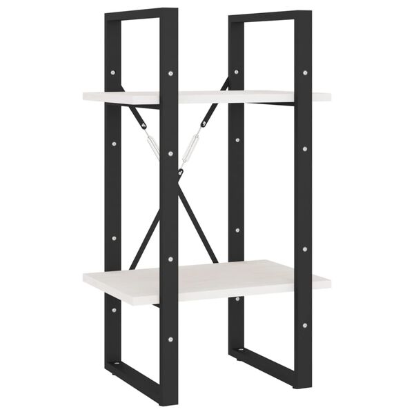 vidaXL Estantería 2 niveles madera maciza de pino blanco 40x30x70 cm