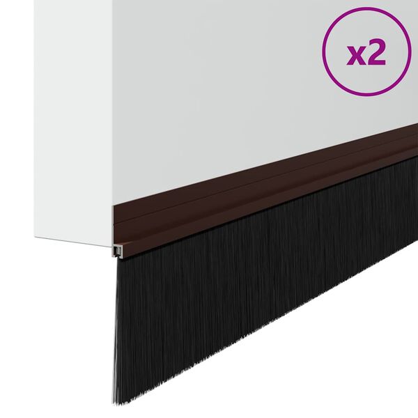 vidaXL Sellos de cepillo para puertas autoadhesivos 2 pcs Marrón