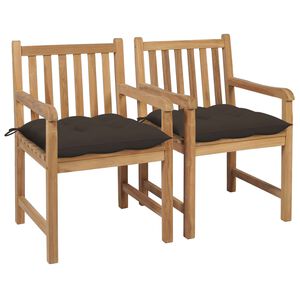 vidaXL Sillas de jard&iacute;n 2 uds madera de teca con cojines gris taupe