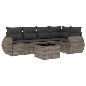 vidaXL Set de muebles de jard&iacute;n 6 pzas y cojines rat&aacute;n sint&eacute;tico gris