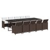 vidaXL Set de comedor de jard&iacute;n 11 pzas con cojines rat&aacute;n PE marr&oacute;n