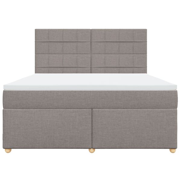 vidaXL Cama box spring con colch&oacute;n tela gris taupe 180x200 cm