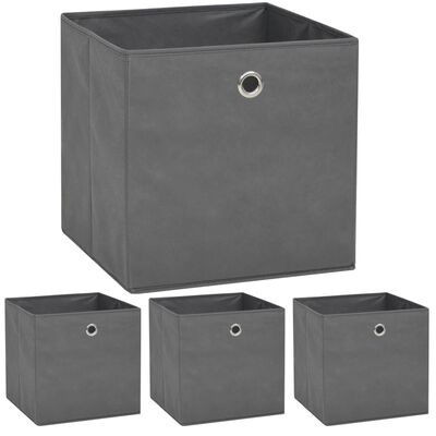 vidaXL Cajas de almacenaje 4 unidades textil no tejido 32x32x32cm gris