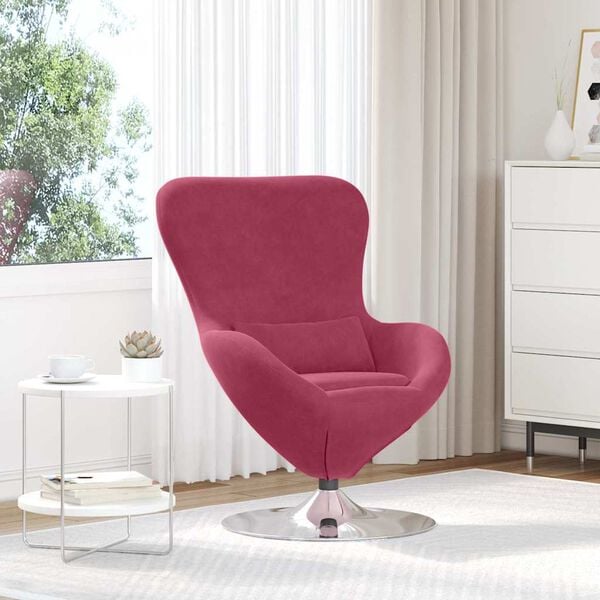 vidaXL Sill&oacute;n huevo Rojo vino Terciopelo