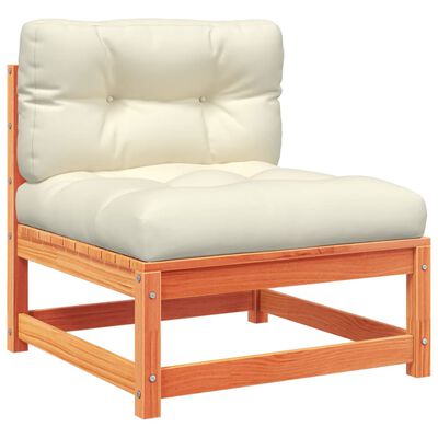 vidaXL Set de sofás jardín 3 pzas con cojines madera pino marrón cera