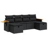 vidaXL Set de sof&aacute;s de jard&iacute;n 6 piezas y cojines rat&aacute;n sint&eacute;tico negro