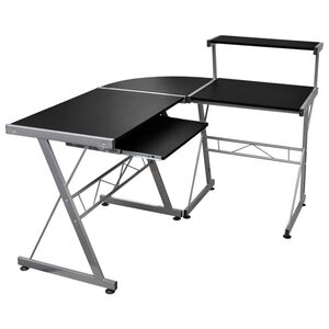vidaXL Escritorio de esquina madera contrachapada negro 132x112x99cm