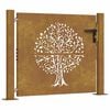 vidaXL Puerta de jard&iacute;n 100x100 cm de acero corten con dise&ntilde;o de &aacute;rbol