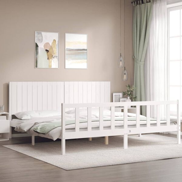 vidaXL Estructura de cama sin colch&oacute;n madera maciza blanca 200x200 cm