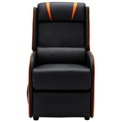 vidaXL Sillón de masaje reclinable de cuero sintético negro y naranja