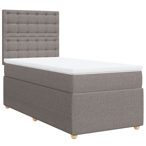 vidaXL Cama box spring con colch&oacute;n tela gris taupe 90x200 cm