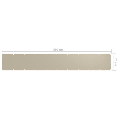 vidaXL Toldo para balcón tela oxford beige 75x500 cm