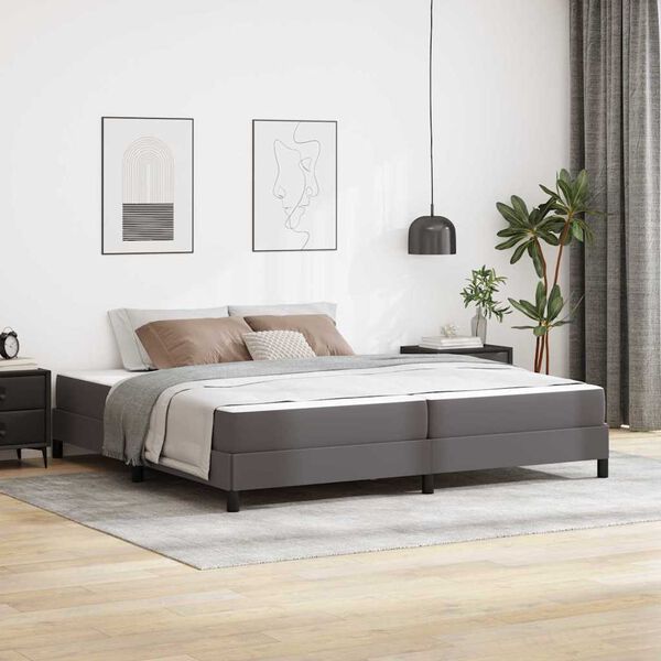 vidaXL Estructura de cama con colch&oacute;n Gris 200 x 200 cm tela
