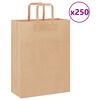 vidaXL Bolsas de papel con asas 250 uds marr&oacute;n 26x12x35 cm