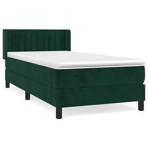 vidaXL Cama box spring con colch&oacute;n terciopelo verde oscuro 90x190 cm