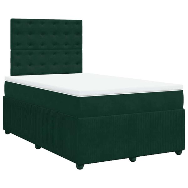 vidaXL Cama box spring con colch&oacute;n terciopelo verde oscuro 120x200 cm