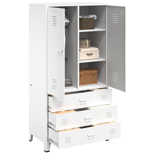 vidaXL Armario industrial de metal blanco 90x50x180 cm