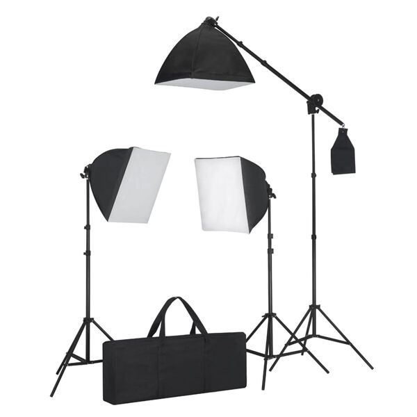 vidaXL Kit de estudio fotográfico con focos softbox y telón de fondo