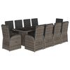 vidaXL Set de comedor de jard&iacute;n 11 pzas y cojines rat&aacute;n sint&eacute;tico gris