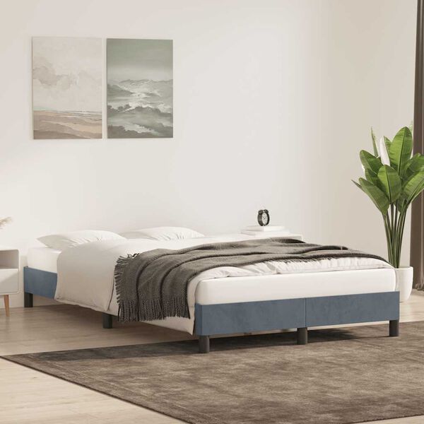 vidaXL Estructura de cama sin colch&oacute;n terciopelo gris oscuro 120x210cm