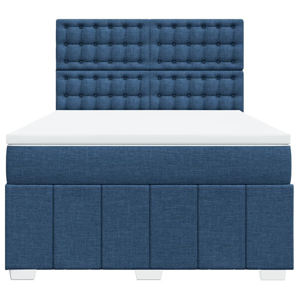 vidaXL Cama box spring con colch&oacute;n tela azul 160x200 cm