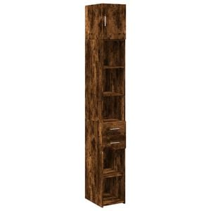 vidaXL Armario estrecho madera ingenier&iacute;a roble ahumado 30x42,5x225 cm