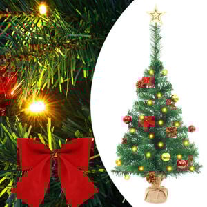 vidaXL Árbol de Navidad preiluminado con luces y bolas verde 64 cm