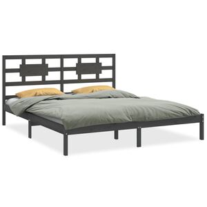 vidaXL Estructura de cama de madera maciza de pino gris 200x200 cm