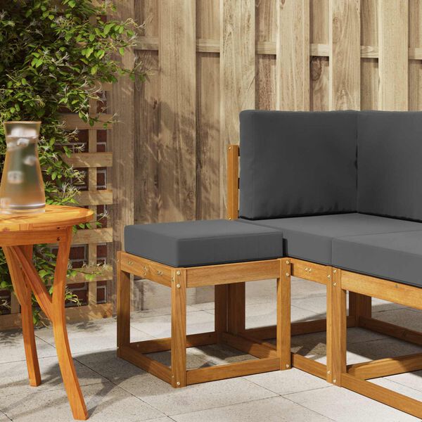 vidaXL Banco de taburete con coj&iacute;n Natural y Antracita 43 x 43 x 37 cm