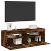 vidaXL Muebles de TV con luces LED 2 uds roble ahumado 60x35x40 cm