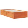 vidaXL Cama con estanter&iacute;a sin colch&oacute;n madera maciza marr&oacute;n 90x190 cm