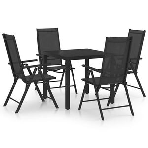 vidaXL Juego de comedor de jard&iacute;n 5 piezas aluminio negro
