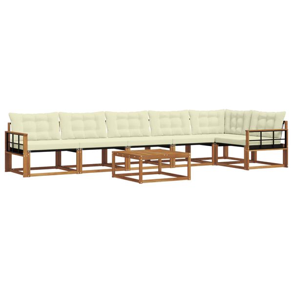 vidaXL Conjunto de sof&aacute;s de exterior con coj&iacute;n 7 pcs Natural y Crema