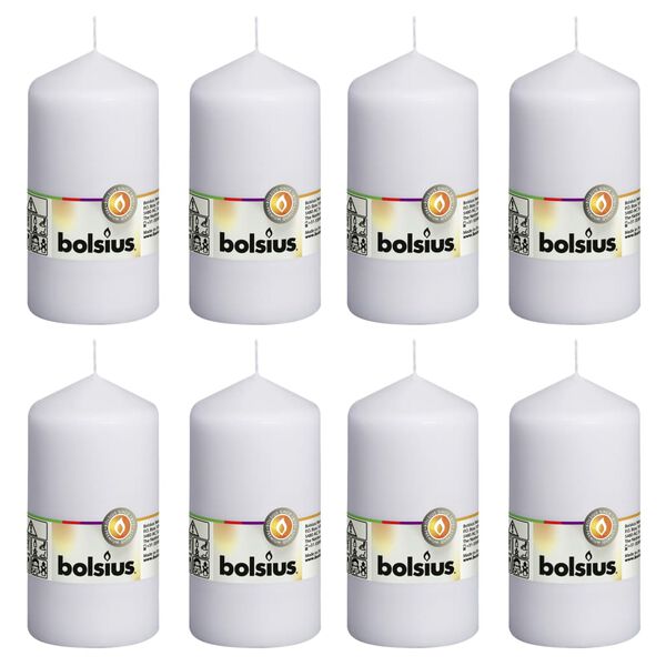 Bolsius Velas r&uacute;sticas 8 unidades blancas 130x68 mm