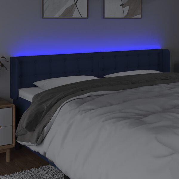 vidaXL Cabecero con LED de tela azul 183x16x78/88 cm