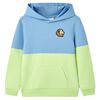 Sudadera infantil con capucha azul y amarillo suave 116
