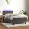 vidaXL Cama box spring colch&oacute;n y LED terciopelo gris oscuro 80x200 cm