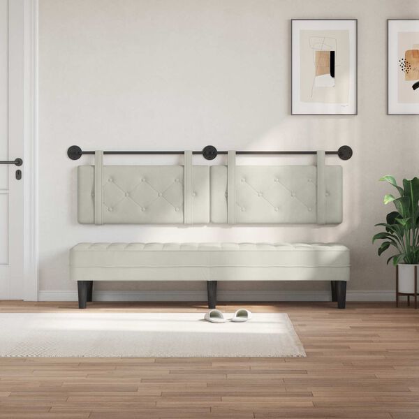 vidaXL Cabecera Colgante Crema 170 x 55 x 5 cm Terciopelo